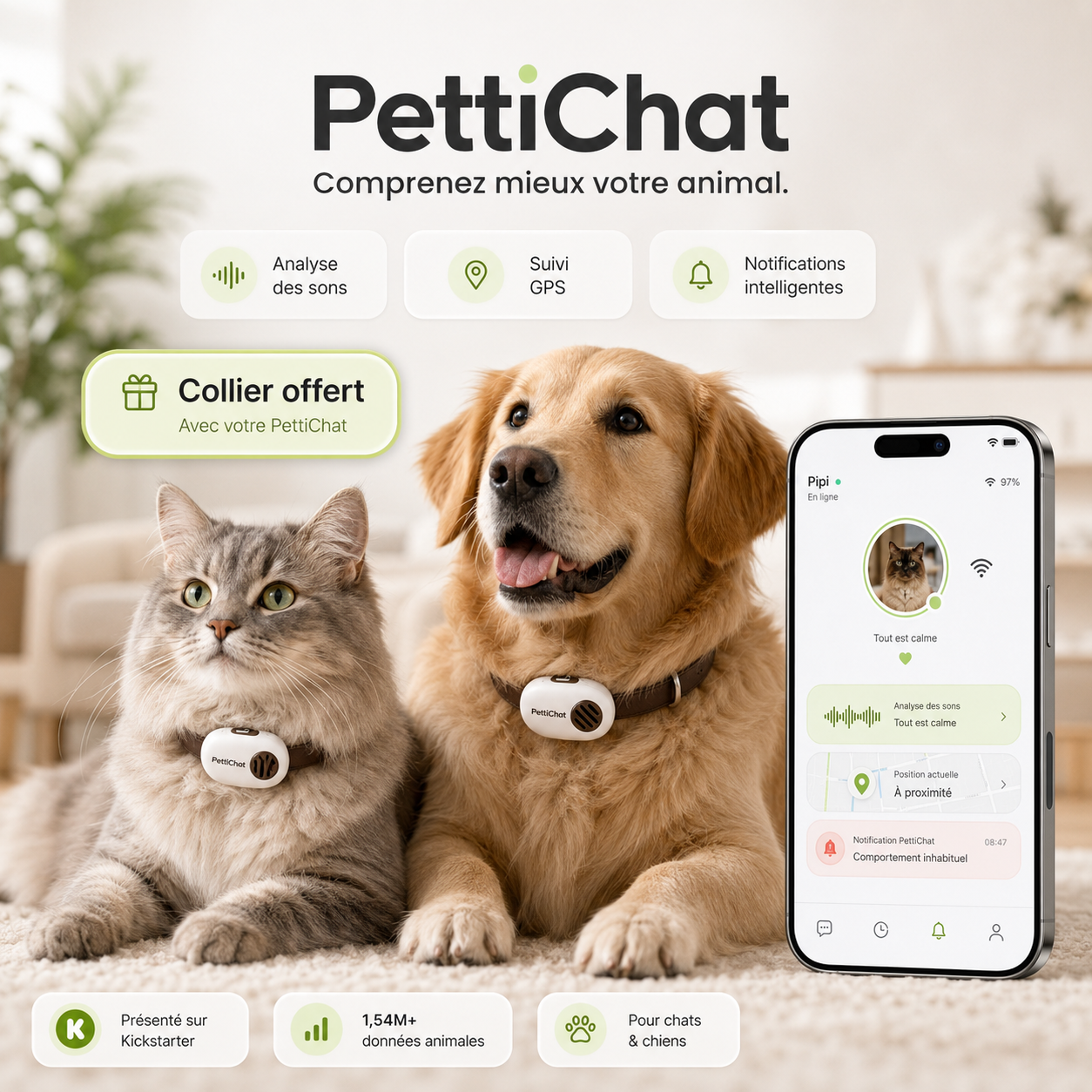 PettiChat – Appareil intelligent avec IA pour chats et chiens